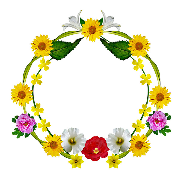 round frame of flowers - Photo, image