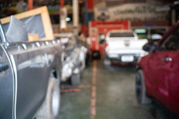 Abstracto coche borroso fijar el servicio de garaje industria de transporte - Foto, Imagen