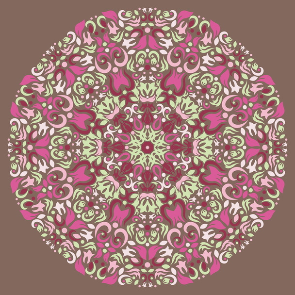 Ornamental round lace pattern, circle background with many details - Vector, Image