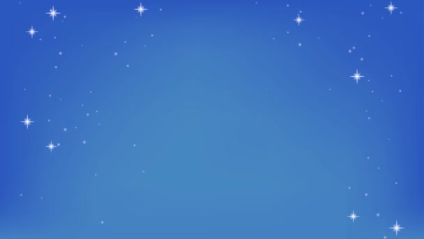 Loop animatie met gloeiende sterren, blauwe nachtelijke hemel en stralende sterren - Video