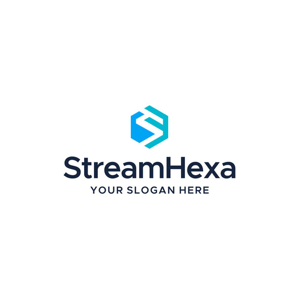 Tasainen kirjainmerkki alkuperäinen S STREAM HEXA logo suunnittelu - Vektori, kuva