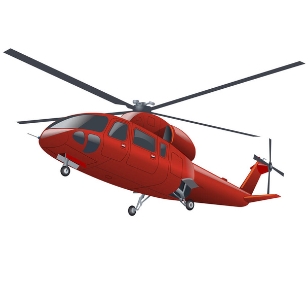 red helicopter flying vector illustration image - Vector, imagen