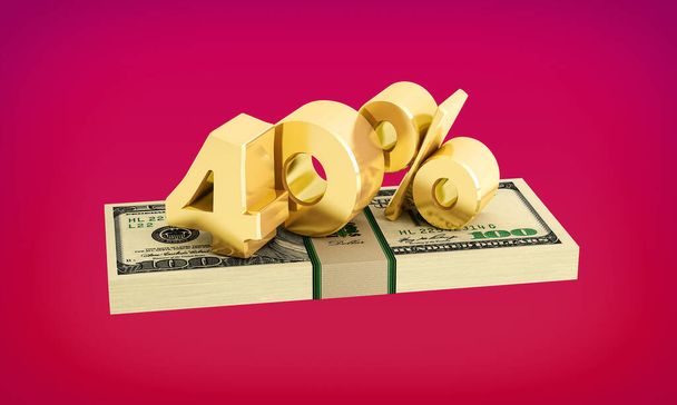 40% savings - discount - interest rate. 3D Rendering - Foto, Imagem