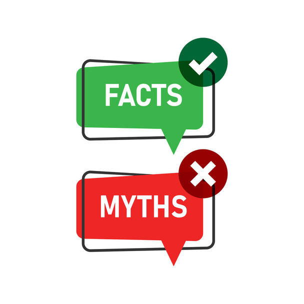 Myths vs facts icon in flat style. True or false vector illustration on white isolated background. Comparison sign business concept. - Vector, Image