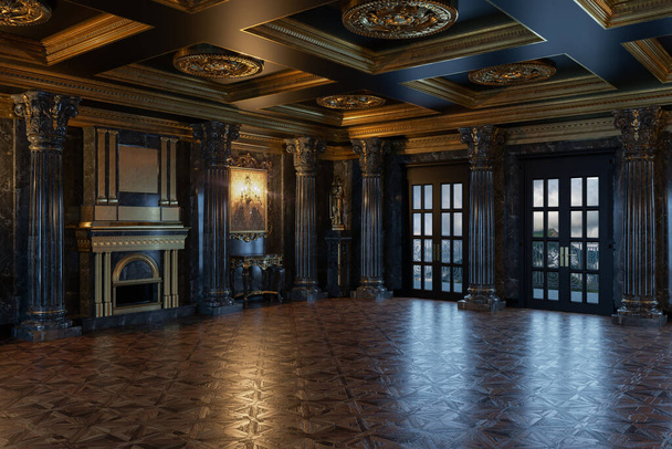 3d renderowanie wnętrza sali w stylu klasycznym - Zdjęcie, obraz