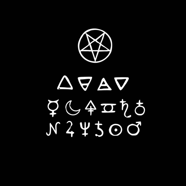 conjunto de símbolos y signos místicos alquímicos - Vector, imagen