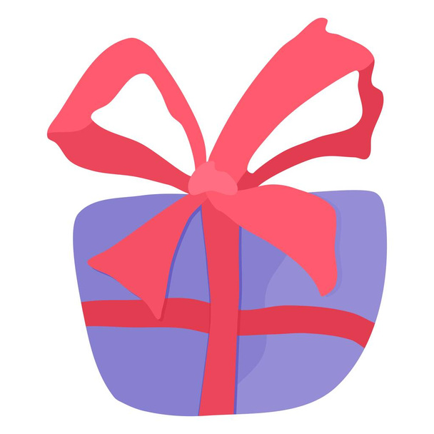 Geschenk mit einer leuchtend rosa Schleife. Illustration flachen Stil Bild Stock Bild - Foto, Bild