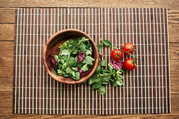 salad plate fresh food vegetables snack top view - Zdjęcie, obraz