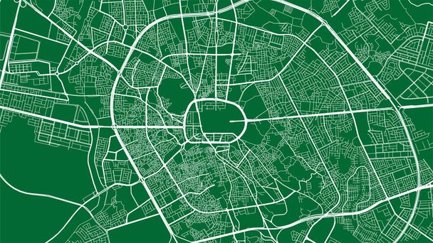 Green Medina Oblast města vektor pozadí mapa, ulice a vodní kartografie ilustrace. Širokoúhlý poměr, digitální plochý design streetmap. - Vektor, obrázek