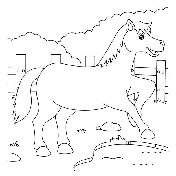 pagina da colorare cavallo per bambini - Vettoriali, immagini