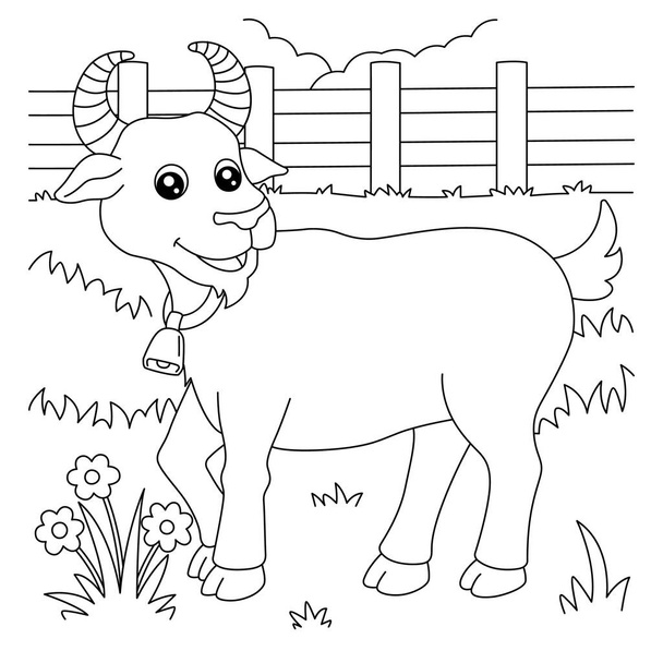 Страница раскраски коз для детей - Вектор,изображение