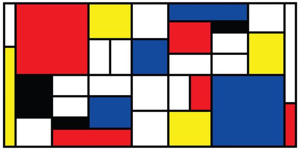 Emulação em estilo Piet Mondrian verificada. A história da arte dos Países Baixos e pintor da Holanda. Holandês mosaico ou xadrez padrão de linha. Padrão de arte pop retro - Vetor, Imagem