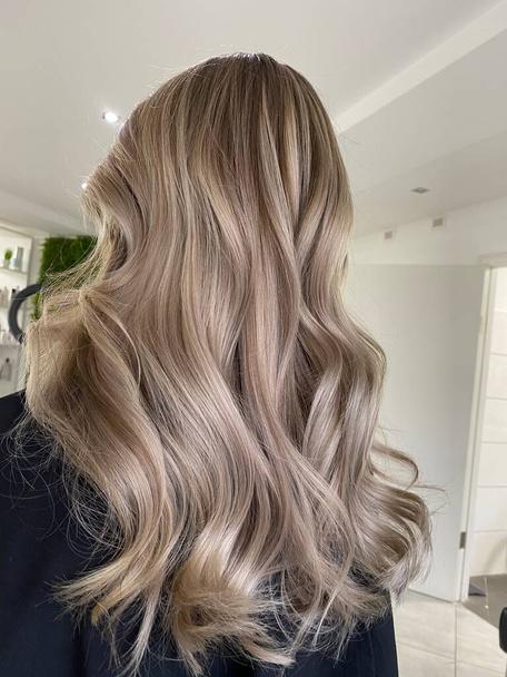 beautiful hair. dyed hair in a beauty salon. beautiful hair coloring. - Photo, Image