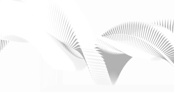 зациклился. Абстрактный белый фон с динамичными серыми 3D линиями. 3D анимация белых линий. Современный видеофон, анимация, скринсейвер, копировальное пространство - Кадры, видео