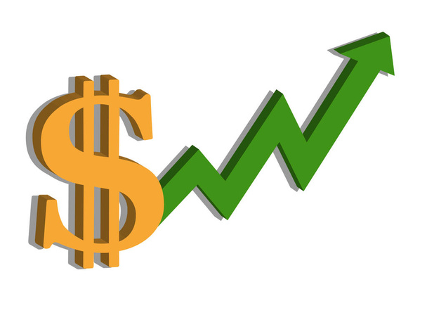 Dollar en grafiek, stijgende prijzen, geld pictogram raster - Foto, afbeelding