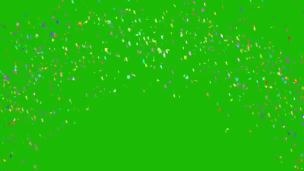 Colorida explosión de confeti sobre fondo de pantalla verde - Metraje, vídeo