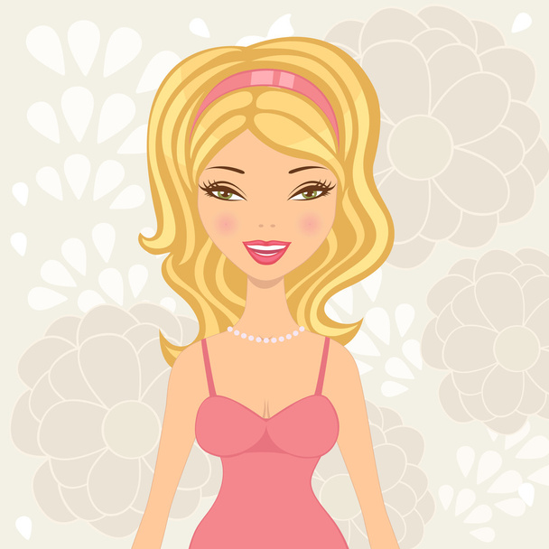 Pretty blond in pink lingerie - Vector, Image