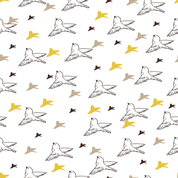 Birds Flock Together in the Sky Vector Graphic Seamless Pattern can be use for background and apparel design - Vector, Image