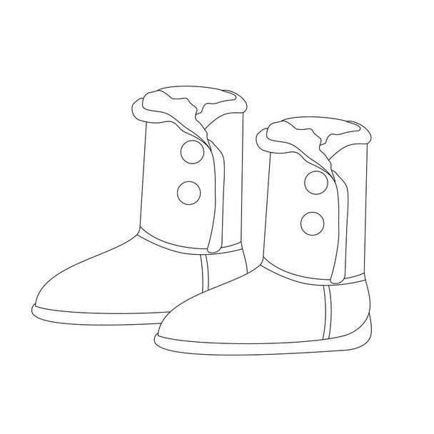 Vector outline image of boots. Suitable as a technical drawing, for use in the fashion industry, clothing catalogs, for creating banners on websites, advertisements and coloring books and books for children - Vector, Image