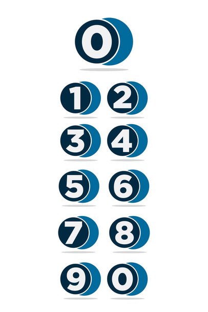 Vector illustration of rounded numbered bullets from zero to nine suitable for numbering - Vector, Image