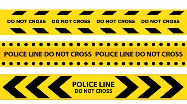 Set Vector Illustration of a Police Line Tape Design Background Border - Vector, Image