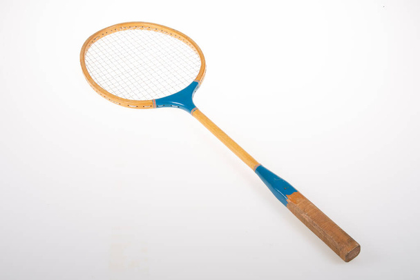Бадмінтон ракетка дерев'яний синій вінтажний вигляд
 - Фото, зображення