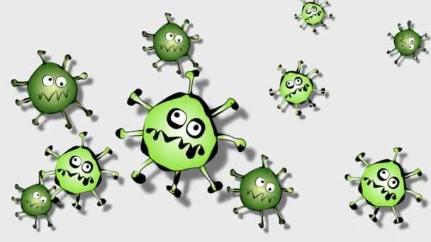 Coronavirus moleculen op een witte achtergrond bewegen animatie. - Video
