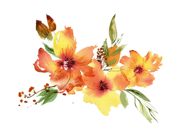Aquarell Blumenstrauß. Handgemalte Illustration - Foto, Bild
