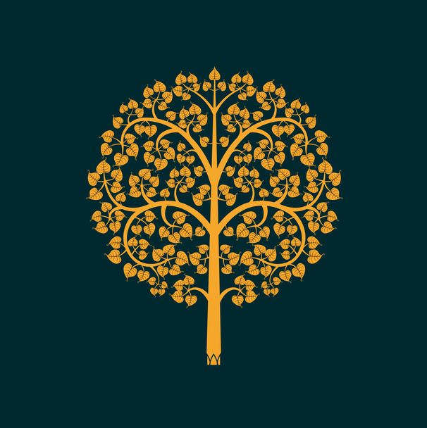 Golden Bodhi tree symbol, vector illustration - Vetor, Imagem