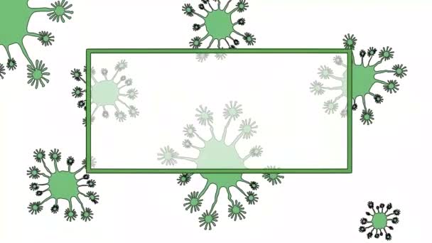 Microbios del coronavirus sobre un fondo blanco se mueven y forman un marco - Metraje, vídeo