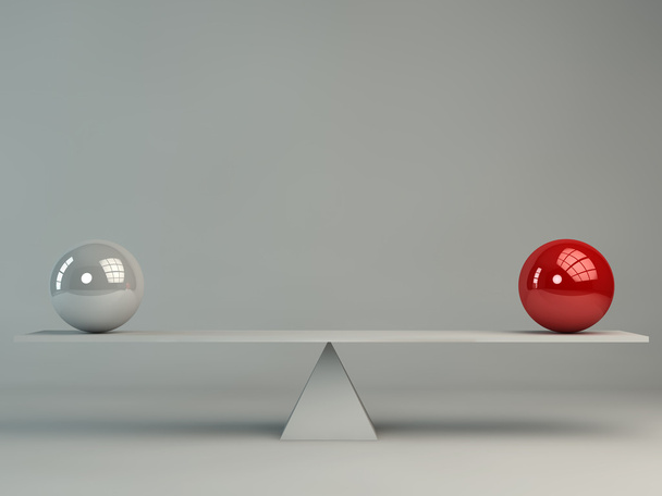 Conceito de equilíbrio de duas esferas
 - Foto, Imagem