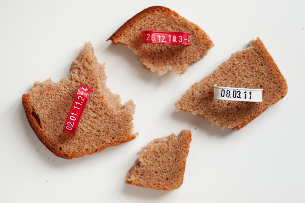 Four pieces of bread slice and seals - Photo, Image
