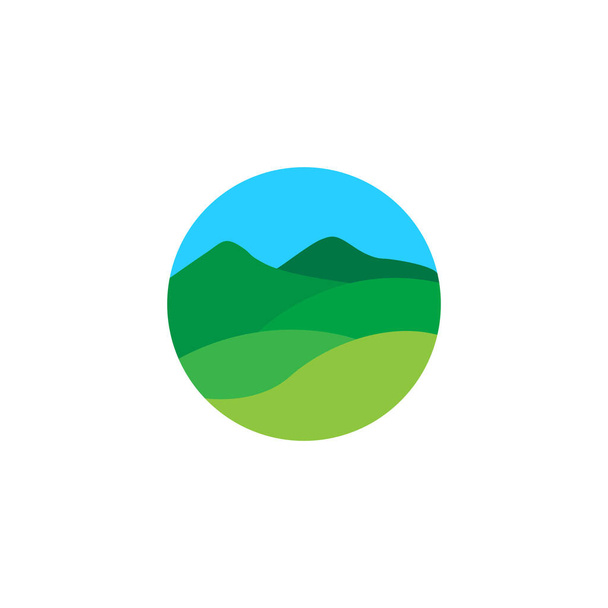abstract green panoramic green hill circle logo symbol icon vector graphic design illustration idea creative - Vector, Image