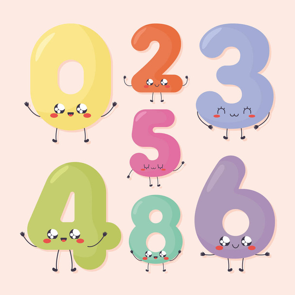 seven kawaii numbers - Vector, afbeelding