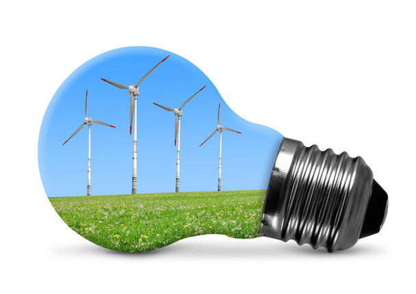 Ampoule écologique avec éoliennes
 - Photo, image