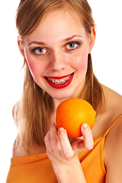 Woman with fruit - Fotoğraf, Görsel