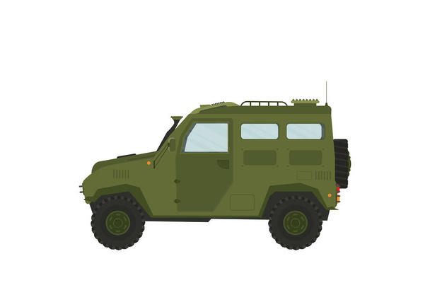 Extreme travel car isolatedillustration on white background. Off road 4x4 auto vehicle, suv car, people city transport in flat design - ベクター画像