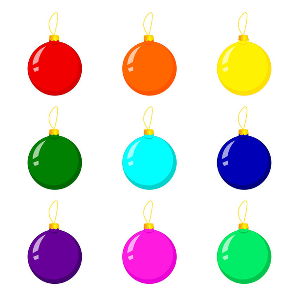 Set of multi-colored Christmas balls - Vektor, kép