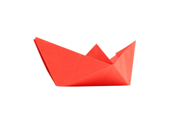Freedom symbol. Red boat made from paper isolated on white background - Photo, Image