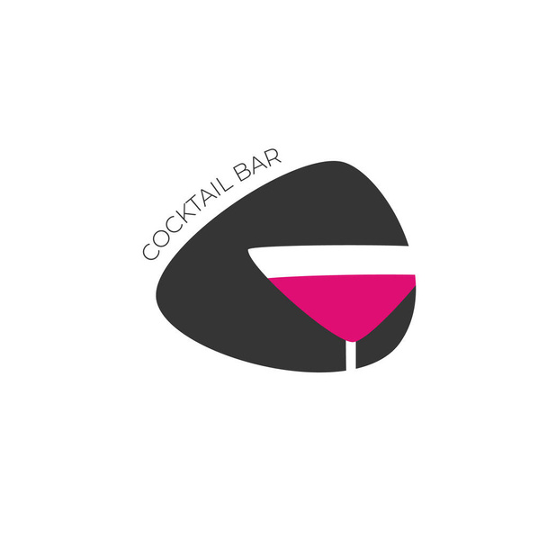 Alcohol logo. Logo for a bar, shop, restaurant. A martini glass with pink liquid on a white background with the words "cocktail bar". Vector illustration symbol. - Vektor, Bild