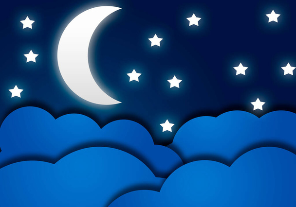Starry night background with clouds and moon. - Photo, Image