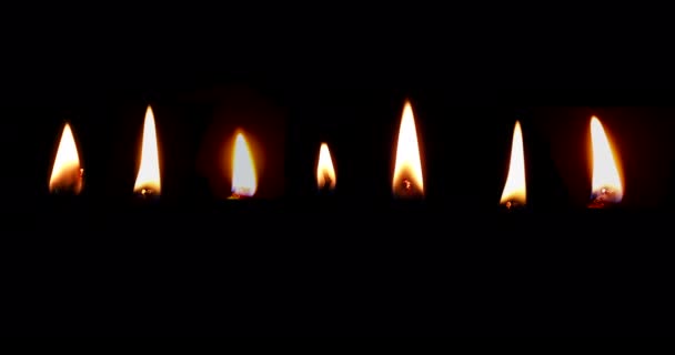 Fiamma di candela realistica isolata su uno sfondo scuro (alfa). Il filmato ha Iuma Matte. 4k candela fuoco acceso - Filmati, video