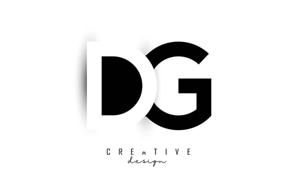Листи логотипу DG з чорно-білим негативним дизайном простору. Літери D і g з геометричною типографією
. - Вектор, зображення