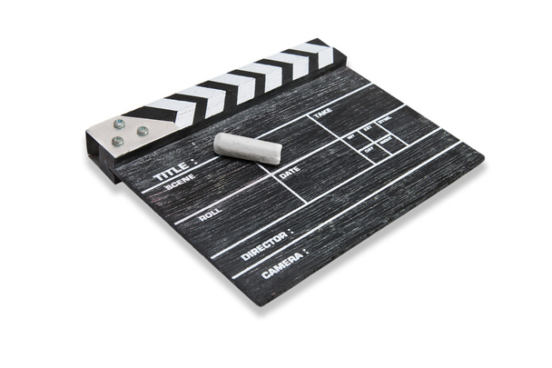 wooden clapper board on white background - Photo, Image