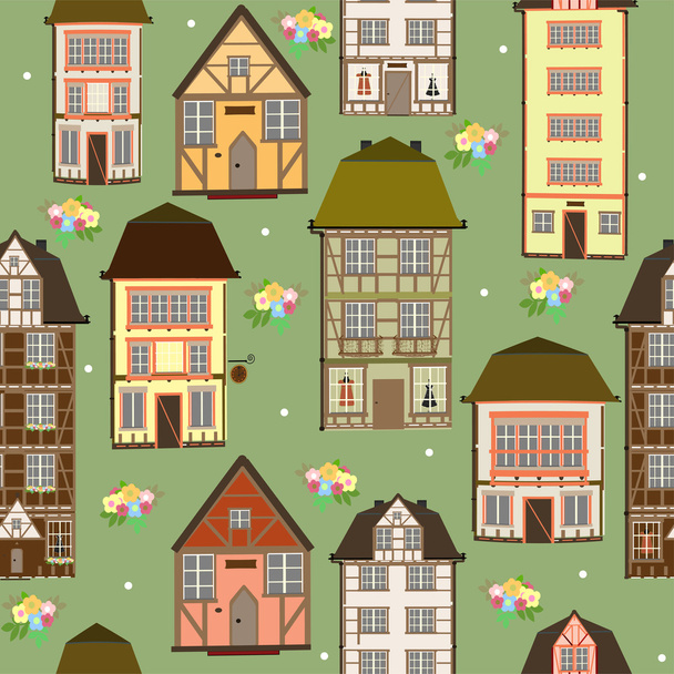 seamless pattern of houses - Vector, Image