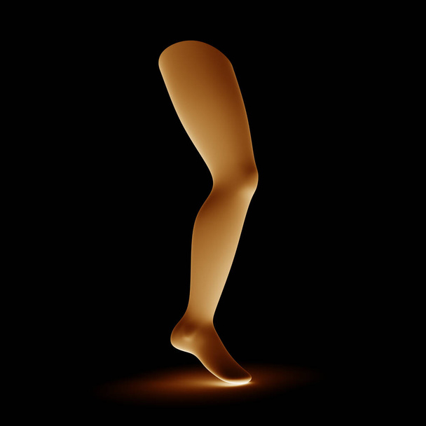 Trójwymiarowy model ludzkiej nogi odizolowany na czarnym tle. 3D ilustracja. - Zdjęcie, obraz