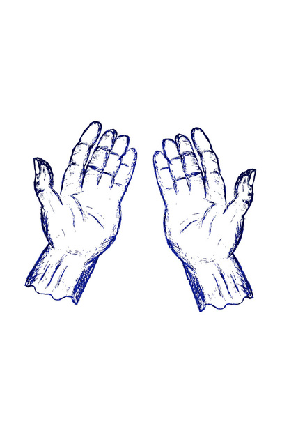 Doodle praying position hand - Photo, Image