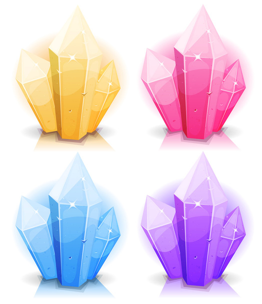 Gemas de dibujos animados y diamantes iconos conjunto
 - Vector, imagen