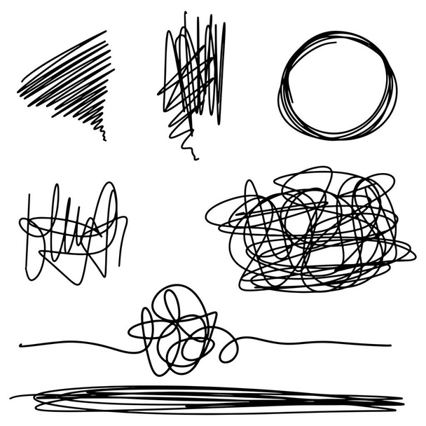 Doodle skizzenhaften Stift und Kritzeln isoliert auf weißem Hintergrund. Vektorillustration - Vektor, Bild