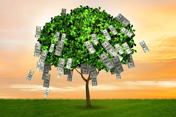 Money Tree in Business concept-3D rendering - Foto, afbeelding
